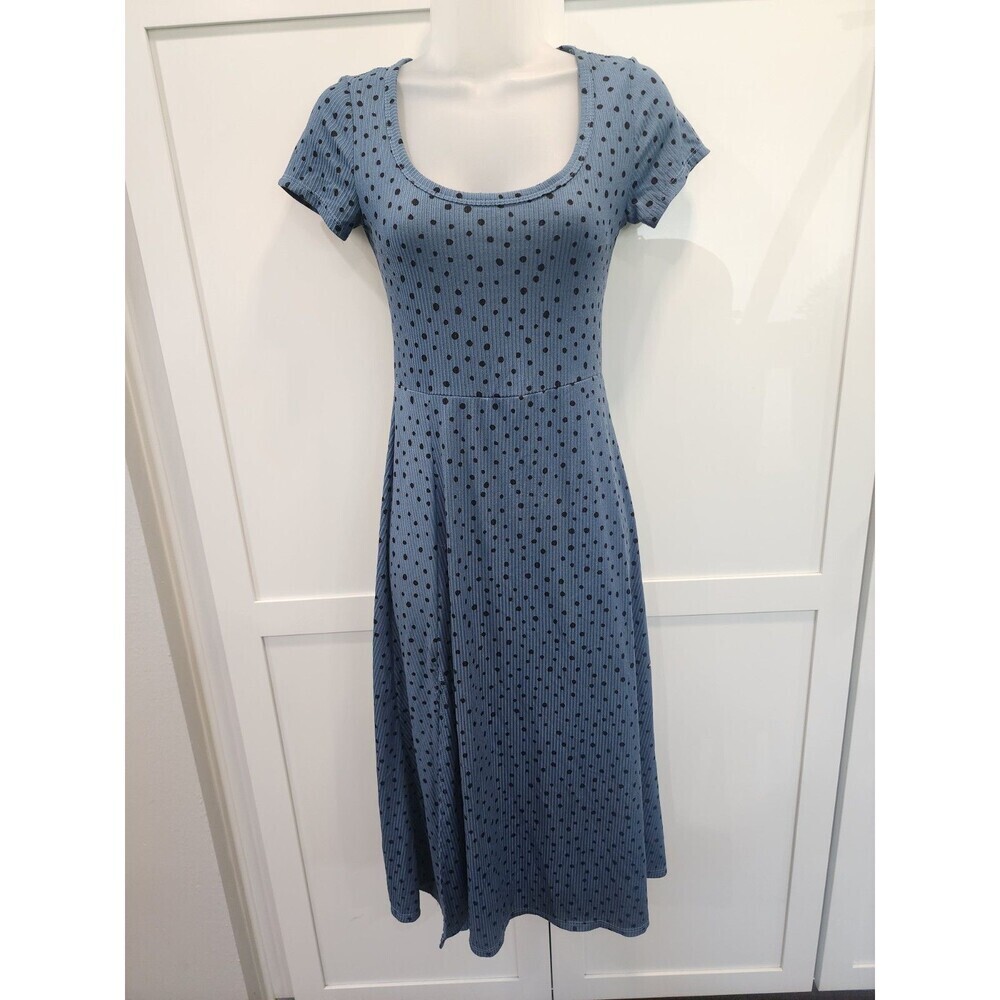 Jessica Simpson Dress,  Short Sleeve Midi Length Blue Polka Dot Women's Med